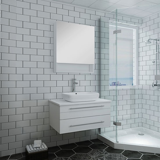 Fresca Lucera (single) 30-Inch White Modern Wall-Mount Bathroom Vanity Set [Vessel]