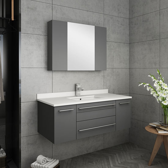 Fresca Lucera (single) 42-Inch Gray Modern Wall-Mount Bathroom Vanity Set [Undermount]