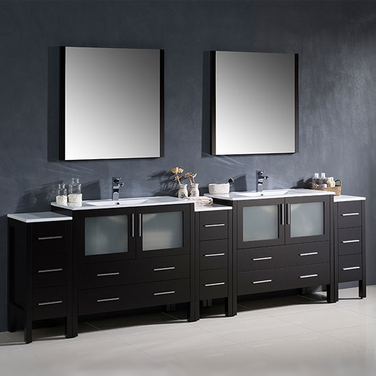 Fresca Torino (double) 108-Inch Espresso Modern Bathroom Vanity with Integrated Sinks
