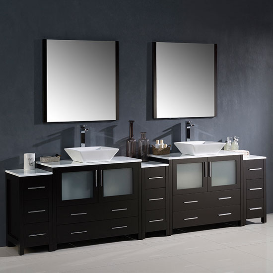 Fresca Torino (double) 108-Inch Espresso Modern Bathroom Vanity with Vessel Sinks