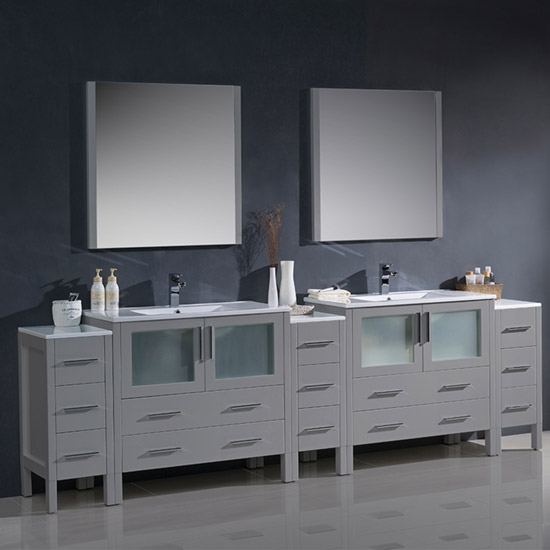 Fresca Torino (double) 108-Inch Gray Modern Bathroom Vanity with Integrated Sinks