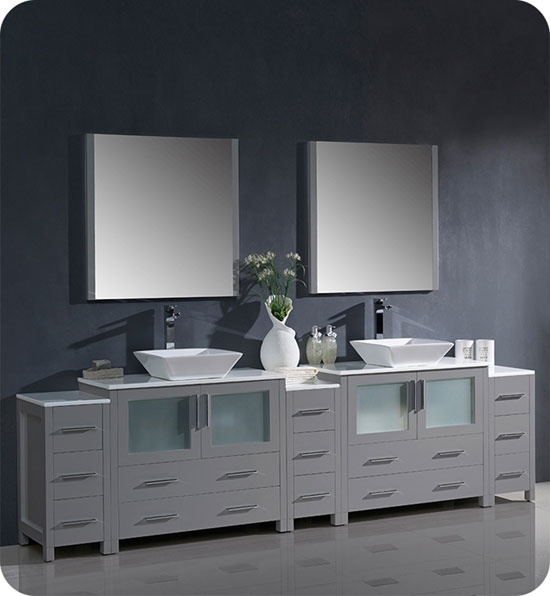 Fresca Torino (double) 108-Inch Gray Modern Bathroom Vanity with Vessel Sinks