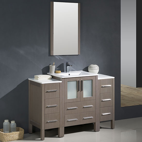 Fresca Torino (single) 48-Inch Gray Oak Modern Bathroom Vanity with Integrated Sink