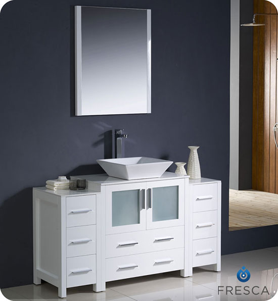 Fresca Torino (single) 54-Inch White Modern Bathroom Vanity with Vessel Sink