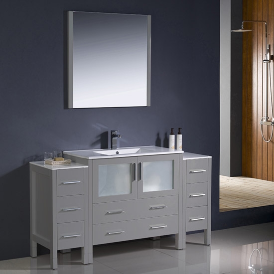 Fresca Torino (single) 59.75-Inch Gray Modern Bathroom Vanity with Integrated Sink