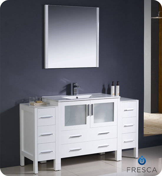 Fresca Torino (single) 59.75-Inch White Modern Bathroom Vanity with Integrated Sink