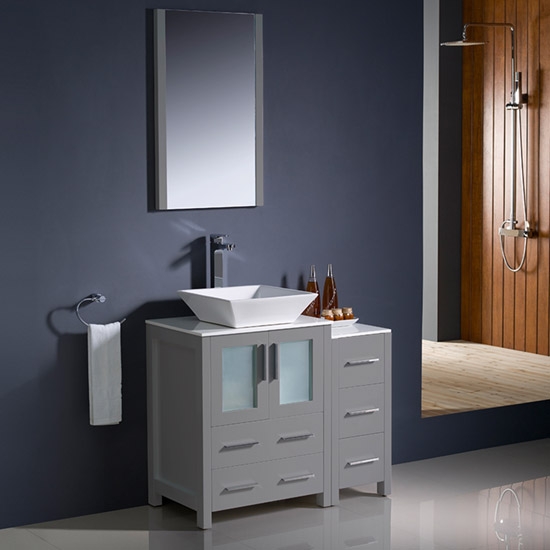 Fresca Torino (single) 36-Inch Gray Modern Bathroom Vanity with Vessel Sink