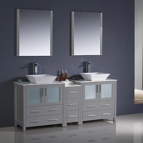 Fresca Torino (double) 72-Inch Gray Modern Bathroom Vanity with Vessel Sinks