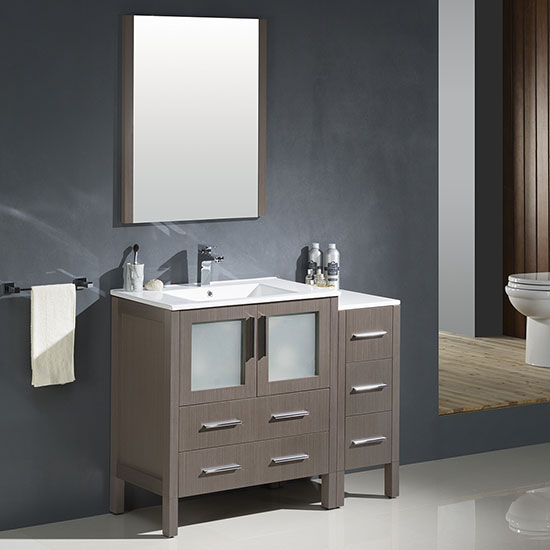 Fresca Torino (single) 42-Inch Gray Oak Modern Bathroom Vanity with Integrated Sink