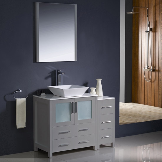 Fresca Torino (single) 42-Inch Gray Modern Bathroom Vanity with Vessel Sink