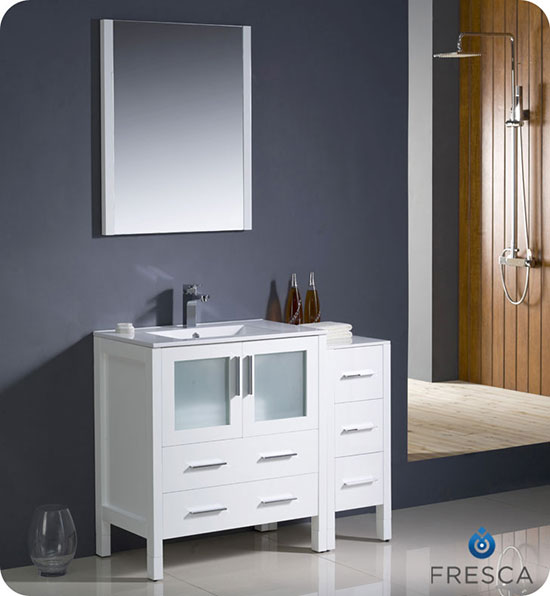 Fresca Torino (single) 42-Inch White Modern Bathroom Vanity With Integrated Sink
