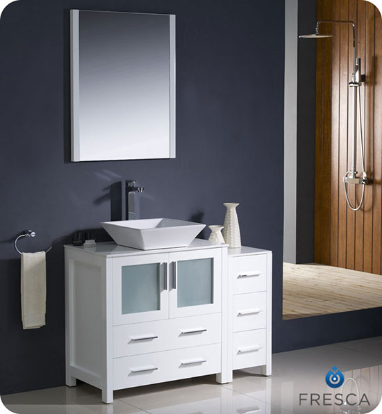 Fresca Torino (single) 42-Inch White Modern Bathroom Vanity with Vessel Sink