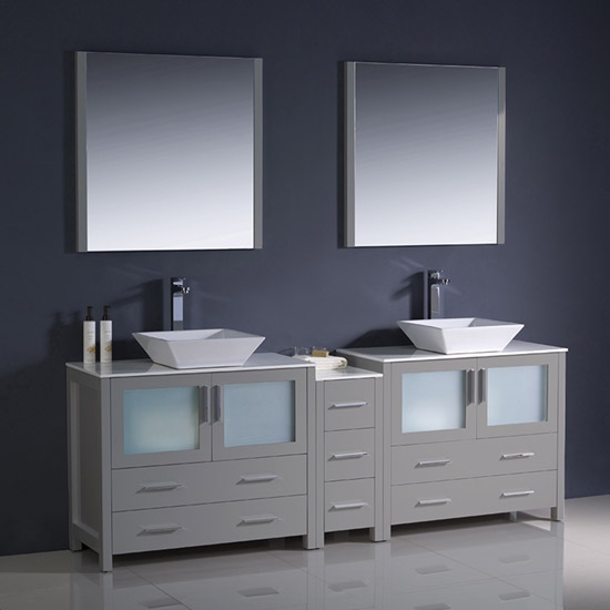 Fresca Torino (double) 83.5-Inch Gray Modern Bathroom Vanity with Vessel Sinks