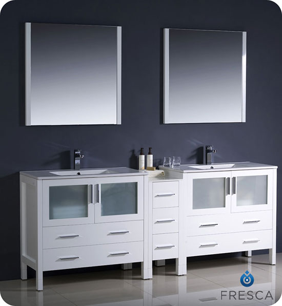 Fresca Torino (double) 83.5-Inch White Modern Bathroom Vanity with Integrated Sinks