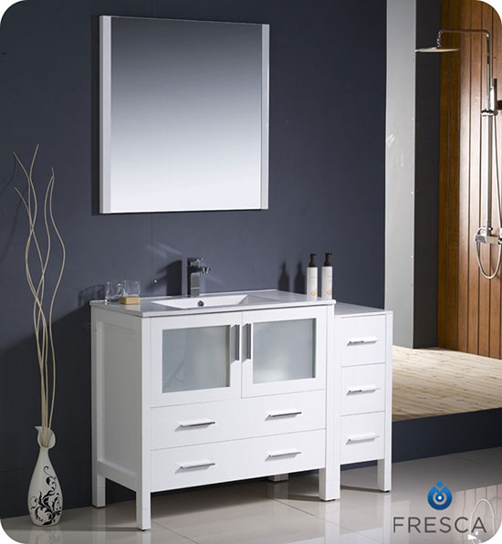 Fresca Torino (single) 47.75-Inch White Modern Bathroom Vanity with Integrated Sink