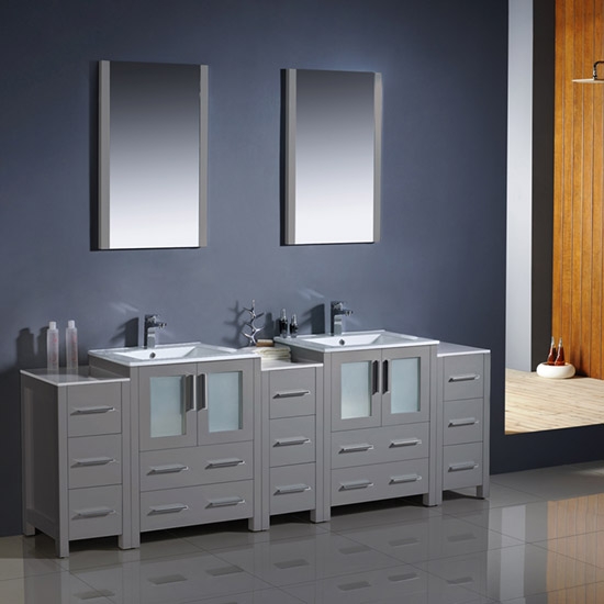 Fresca Torino (double) 84-Inch Gray Modern Bathroom Vanity with Integrated Sinks