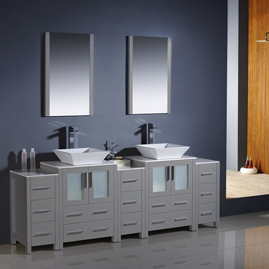 Fresca Torino (double) 84-Inch Gray Modern Bathroom Vanity with Vessel Sinks