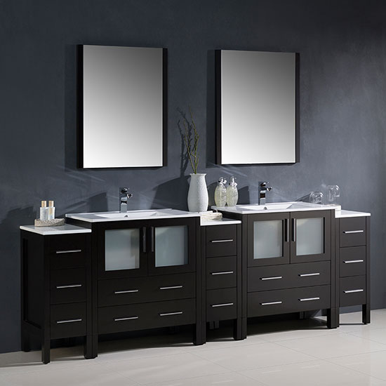 Fresca Torino (double) 96-Inch Espresso Modern Bathroom Vanity with Integrated Sinks