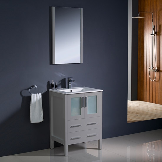 Fresca Torino (single) 24-Inch Gray Modern Bathroom Vanity with Integrated Sink