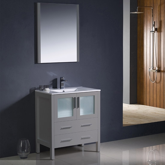 Fresca Torino (single) 30-Inch Gray Modern Bathroom Vanity with Integrated Sink