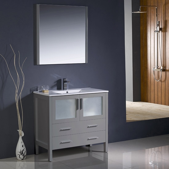 Fresca Torino (single) 35.75-Inch Gray Modern Bathroom Vanity with Integrated Sink