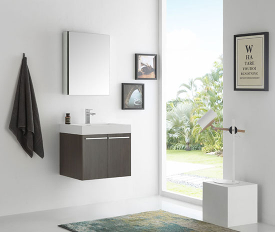 Fresca Alto (single) 22.63-Inch Gray Oak Modern Wall-Mount Bathroom Vanity Set