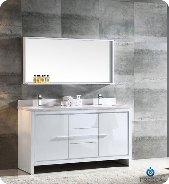 Fresca Allier (double) 60-Inch White Modern Modern Bathroom Vanity Set