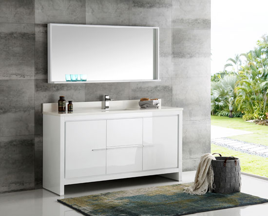 Fresca Allier (single) 60-Inch White Modern Bathroom Vanity Set