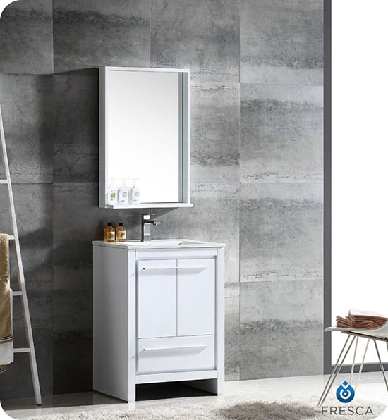 Fresca Allier (single) 24-Inch White Modern Bathroom Vanity Set