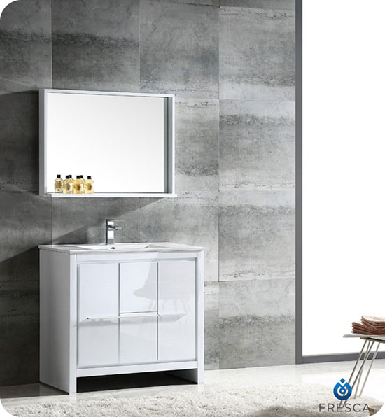 Fresca Allier (single) 35.38-Inch White Modern Bathroom Vanity Set