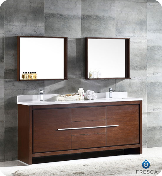 Fresca Allier (double) 72-Inch Wenge Brown Modern Bathroom Vanity Set