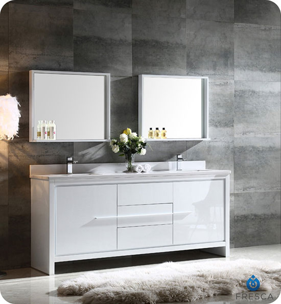 Fresca Allier (double) 72-Inch White Modern Bathroom Vanity Set