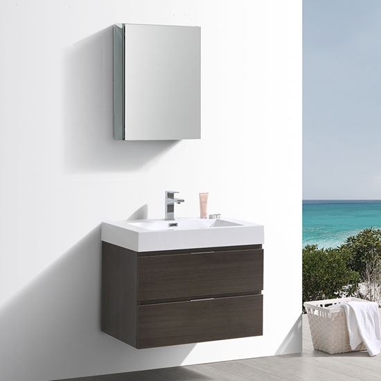 Fresca Valencia (single) 30-Inch Gray Oak Modern Wall-Mount Bathroom Vanity Set