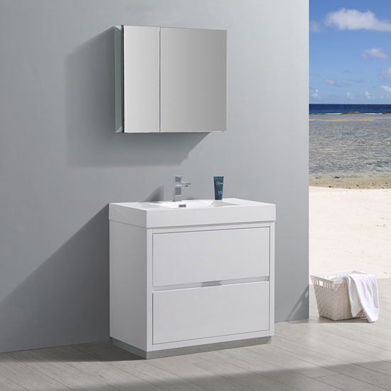 Fresca Valencia (single) 36-Inch Glossy White Modern Bathroom Vanity Set