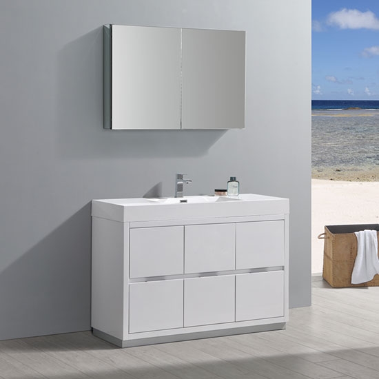 Fresca Valencia (single) 48-Inch Glossy White Modern Bathroom Vanity Set
