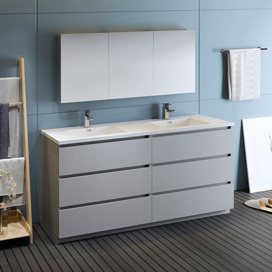 Fresca Lazzaro (double) 71.1-Inch Gray Modern Modular Bathroom Vanity Set