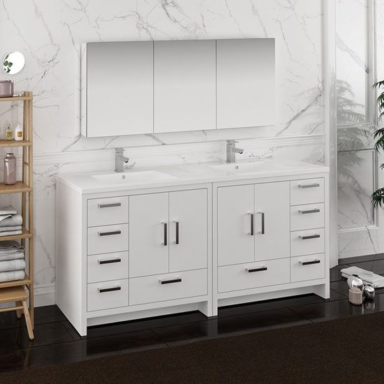 Fresca Imperia (double) 71.1-Inch Glossy White Modern Modular Bathroom Vanity Set