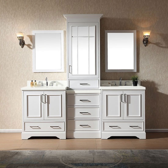 Ariel Stafford (double) 85-Inch White Transitional Bathroom Vanity Set