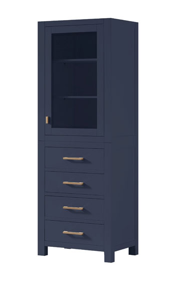Avanity Modero 24-Inch Navy Blue Traditional Bathroom Tall Linen Side Cabinet