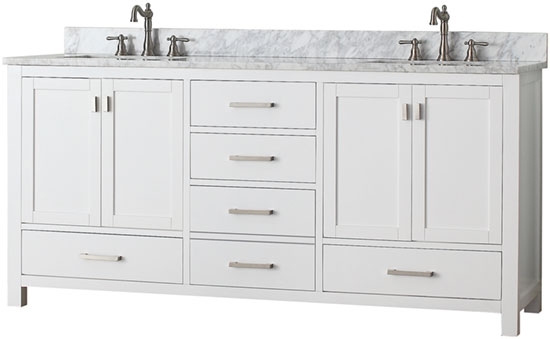 Avanity Modero (double) 72-Inch White Vanity Cabinet & Optional Countertops