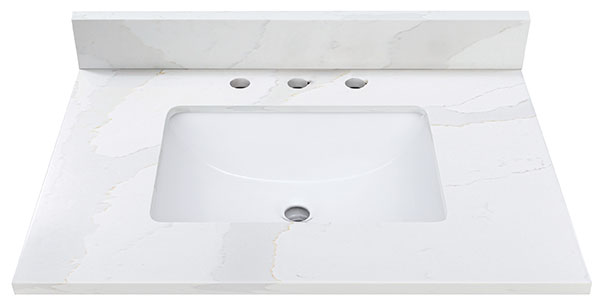Avanity QUT31CA-RS (single) 31-inch Calacatta Quartz Countertop & Rectangular Sink