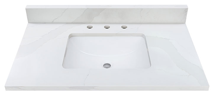 Avanity QUT37CA-RS (single) 37-inch Calacatta Quartz Countertop & Rectangular Sink