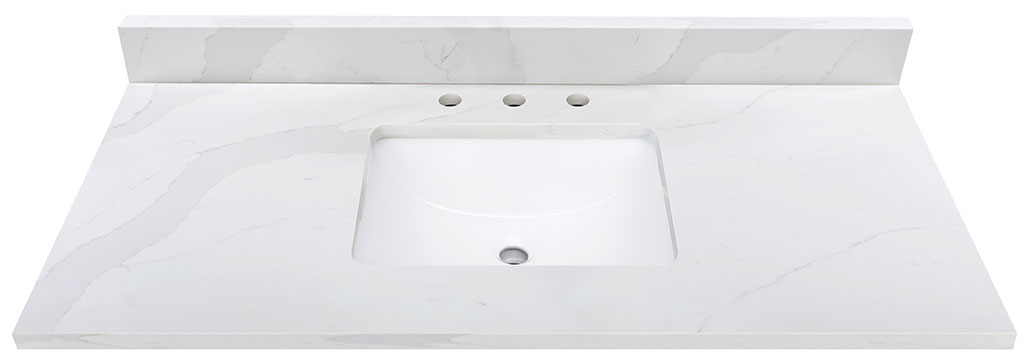 Avanity QUT49CA-RS (single) 49-inch Calacatta Quartz Countertop & Rectangular Sink