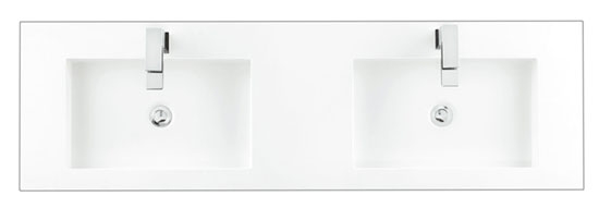 James Martin (double) 59-inch Glossy White Composite Stone Integrated Countertop/Sink