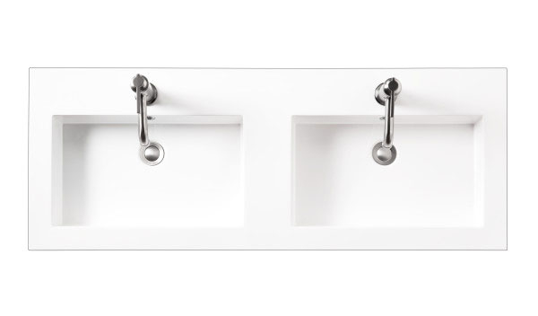 James Martin (double) 47.25-inch Glossy White Composite Stone Integrated Countertop/Sink