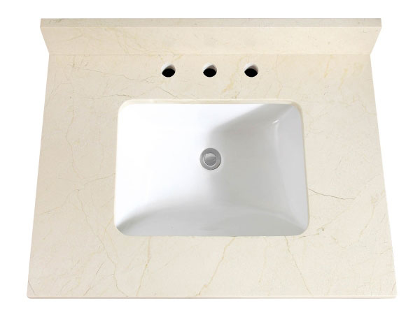 Avanity SUT25CM-R (single) 25-inch Crema Marfil Marble Countertop & Rectangular Sink