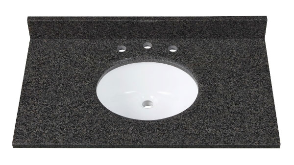 Avanity SUT37BK (single) 37-inch Black Granite Countertop & White Oval Sink