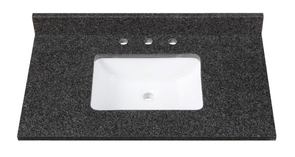 Avanity SUT37BK-R (single) 37-inch Black Granite Countertop & Rectangular Sink