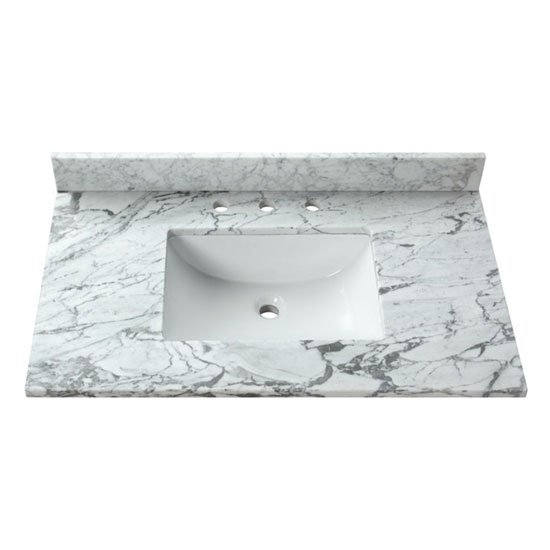 Avanity SUT37CW-RS (single) 37-inch Carrara Marble Countertop & Rectangular Sink