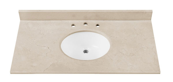 Avanity SUT43CM (single) 43-inch Crema Marfil Marble Countertop & White Oval Sink